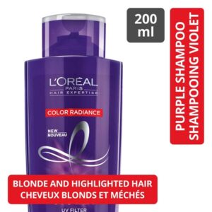 L’Oreal Paris Hair Expertise Color Radiance Purple Shampoo, Neutralizes Unwanted Yellow and Orange Tones, 200 mL