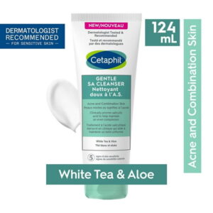 Cetaphil Gentle Salicylic Acid Cleanser | Clinically Proven For Sensitive, Acne Prone Skin | Reduces the Appearance of Pores | Fragrance Free | Paraben-Free | Dermatologist Recommended, 124ml