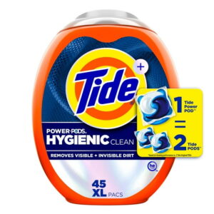 Tide Hygienic Clean Power PODS Laundry Detergent Pacs, Original Scent, Removes Visible and Invisible Dirt, 45CT