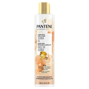Pantene Jojoba Oil Nutrient Blends Sulfate Free Curly Hair Shampoo, Anti Frizz, Adds Shine and Definition to Curls with , Safe for Color Treated Hair, 285 mL