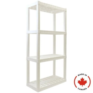 Hyper Tough Plastic Shelf 4-Tier 56"H x 18"D x 36"W White-600 lbs