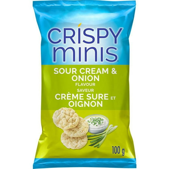 Quaker Crispy Minis Brown Rice Chips Sour Cream & Onion, 100 g.