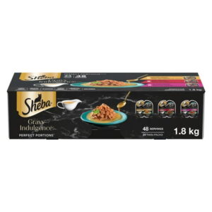 SHEBA GRAVY INDULGENCE PERFECT PORTIONS Adult Wet Cat Food Chicken & Beef & Salmon Entrée in Extra Gravy Variety Pack, 24x75g