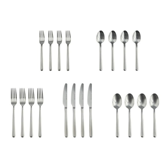 Hometrends 20-Piece Flatware Set, Silver, 20-Piece flatware set
