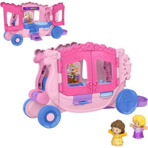 Fisher-Price Little People Disney Princess Pull-Along Musical Carriage Toddler Toy with 2 Figures, Disney Pull-Along Carriage