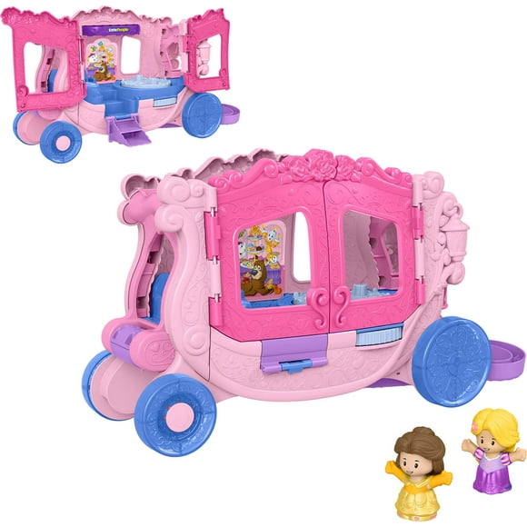 Fisher-Price Little People Disney Princess Pull-Along Musical Carriage Toddler Toy with 2 Figures, Disney Pull-Along Carriage