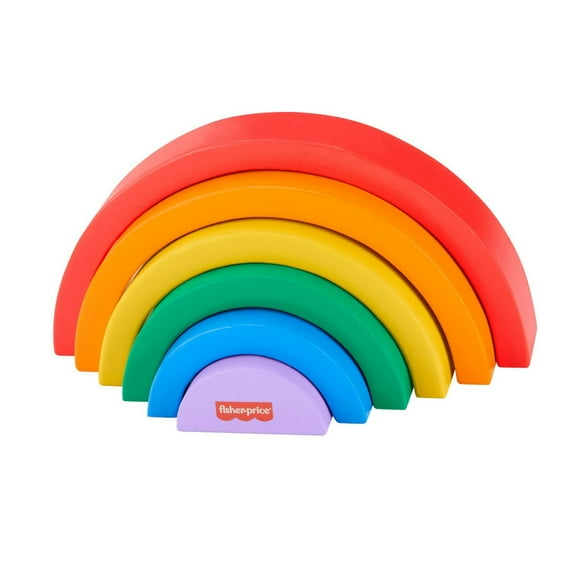 Fisher-Price Wooden Stacking Rainbow, Building Toy for Toddlers, 6 Wood Pieces