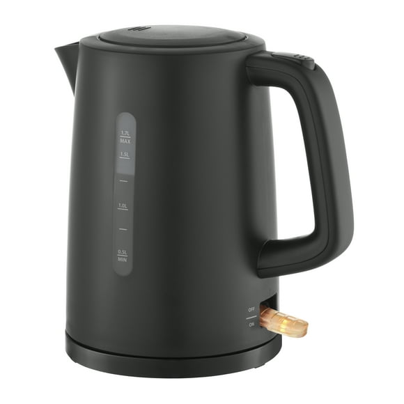 Mainstays 1.7L Electric Kettle, Plastic, Black, MAINSTAYS 1.7L Plastic Elec KETTLE Black