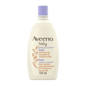 Aveeno Baby Calming Comfort Bath Baby Body Wash for gently cleanses babys skin & helps calm baby before bedtime natural oat Lavender & Vanilla Scents, 532 mL, Lavender & Vanilla