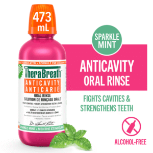 TheraBreath Anticavity Fluoride Mouthwash, Sparkle Mint, Dentist Formulated, 473ml, Therabreath Anti Cavity