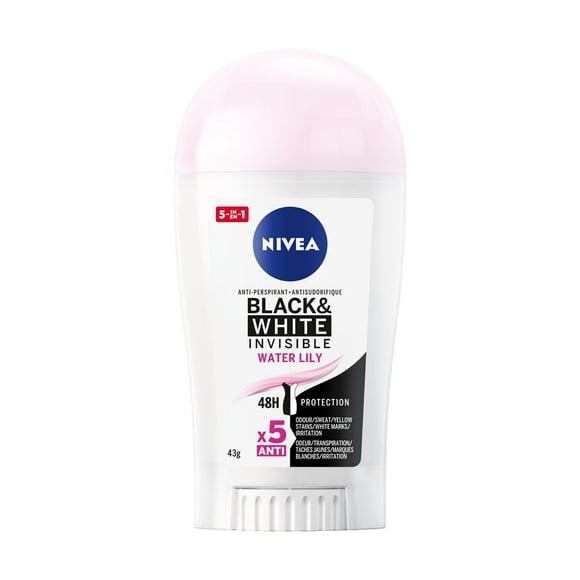 NIVEA Black & White Invisible 48H Protection Anti-Perspirant Stick for Women | Water Lily Scent |, 43g