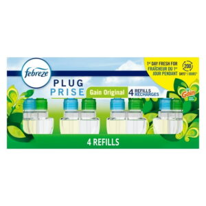 Febreze Plug In Air Freshener, Odor-Fighting Scented Oil Refill, Gain Scent, 4 Refills, 104ML