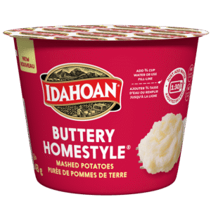IDAHOAN BUTTERY MASHED CUPS, Whip up delicious, rich mashed potatoes in minutes with Idahoan Buttery Homestyle Mashed Potatoes!