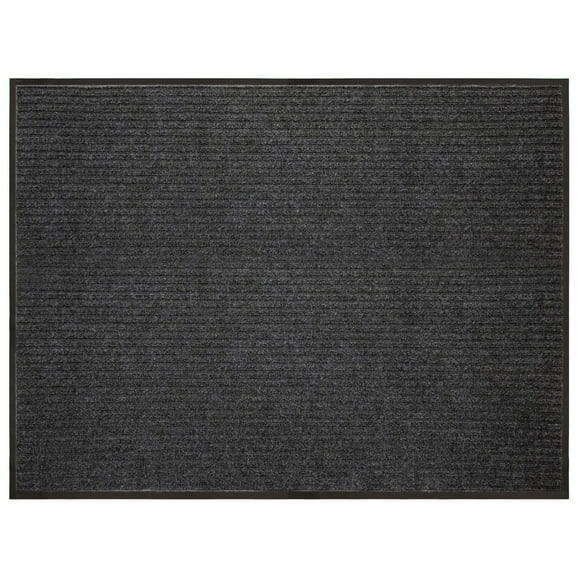 3 ft. x 4 ft. Platinum Needlepunch Charcoal Doormat with Vinyl Backing, Backing grips surfaces to minimize slippage.