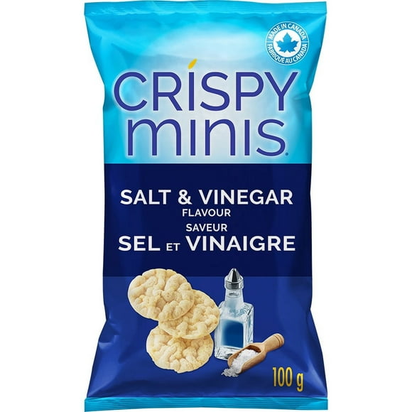 Quaker Crispy Minis Brown Rice Chips Salt & Vinegar, 100 g.