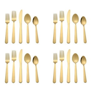 Hometrends 20 Piece Stainless Steel Flatware Set Gold, HT 20 Pc Gold Flatware