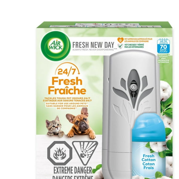 AirWick Freshmatic Air Freshener, Automatic Spray Kit, Pet Fresh Cotton, 1 Device + 1 Refill, 175 g