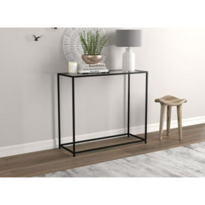 Safdie & Co. Console Table 31L Glass Black Metal