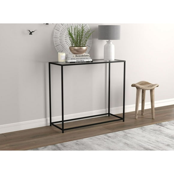 Safdie & Co. Console Table 31L Glass Black Metal