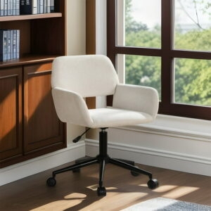 Homy Casa Ergonomic Office Chair with Upholstery - Task Chair with Adjustable Height, Beige Fabric