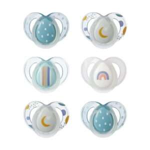 Tommee Tippee Night Time Glow in the Dark Pacifiers, Symmetrical Design, BPA-Free Silicone, 6-18m, 6 Count