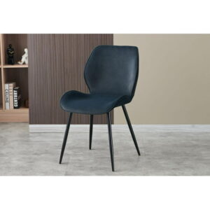 Safdie & Co. Modern Dining Chair, Black Faux Leather & Black Metal Legs.