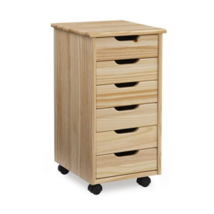 Craydon Six-Drawer Rolling Storage Cart, Natural