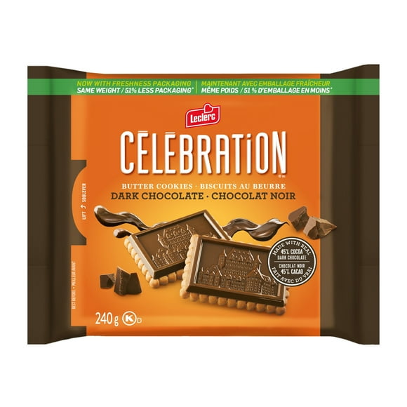 CELEBRATION 45% CHOCOLATE TOP BUTTER COOKIES, 240G EACH BOX