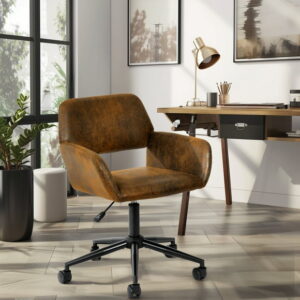 Homy Casa Ergonomic Office Chairs for Meeting Room Home Office, Brown Faux Suede