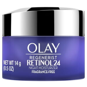 Olay Retinol 24 Face Moisturizer, Anti-Aging Night Cream for Women, Trial Size, Fragrance-Free, Non Greasy - Anti-Wrinkle, Smooth Fine Lines, Tightening Skin Care - Peptides, Glycerin, 14G