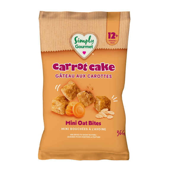 Simply Gourmet Mini Oat Bites Toddler Snack, Carrot Cake, 12+ Months, 36 g, Mini Oat Bites