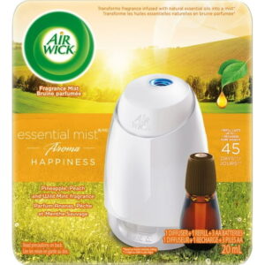 Air Wick Essential Mist Aroma Fragrance Oil Diffuser, Happiness, 1 Diffuser+1 Refill, Air Freshener, 1 Diffuser + 1 refill