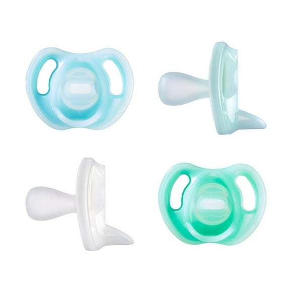 Tommee Tippee Ultra-Light Silicone Pacifier, Symmetrical One-Piece Design, BPA-Free Silicone Binkies, 0-6m, 4 Count