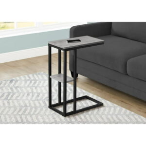 Monarch Specialties Accent Table, C-shaped, End, Side, Snack, Living Room, Bedroom, Metal, Laminate, Grey, Black, Contemporary, Modern