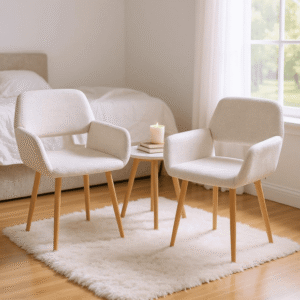 Homy Casa Set of 2 Upholstered Desk Chairs with Arm Support and Cut Out Back Design