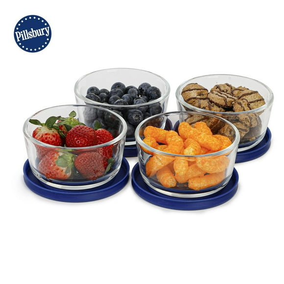 8pc Rd Glass Food Storage 4 x 236ml, 8pc GLASS 4 X2 36ML RND