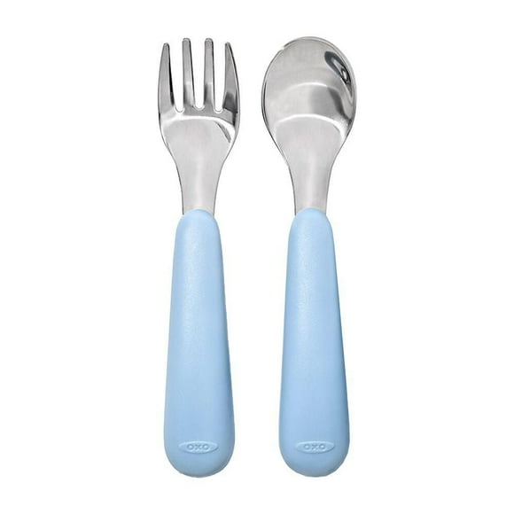 Oxo Tot On-The-Go Fork & Spoon Set with Carrying Case- Dusk -12 months +