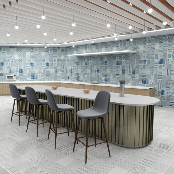 Homy Casa Modern Set of 4 Bar Stool with 360 Swivel, Fabric Upholstery Adjustable Metal Legs, Grey