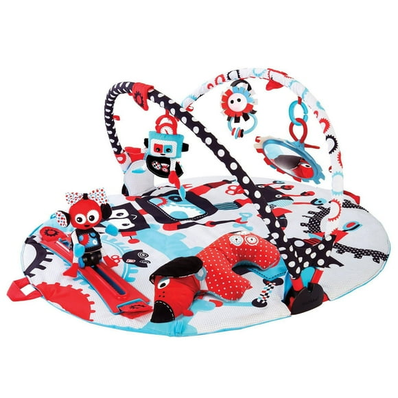 Yookidoo Baby Gym and Play Mat. 3 Stage Activity Gym - A Musical Playland with Motorized Robot Track and 20 Development Activities For Sit, Lay and Tummy Time Training. Age 0-12 Months