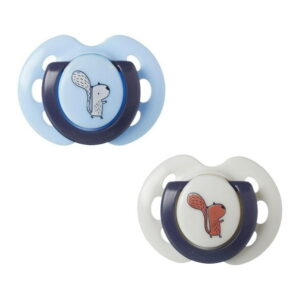 Tommee Tippee Fun Style Pacifiers, Symmetrical Design, BPA-Free Silicone Nipple, Includes Steriliser Box, 0-6m, 2 Count