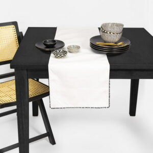 Thyme & Table Table Runner, White Pom, Textiles