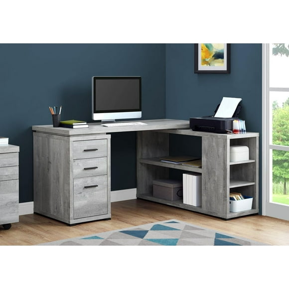 Monarch Specialties Computer Desk, Home Office, Corner, Left, Right Set-up, Storage Drawers, L Shape, Work, Laptop, Laminate, Grey, Contemporary, Modern