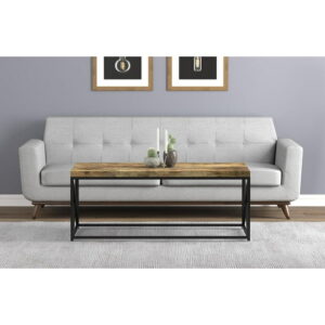 Safdie & Co. Coffee Table 44L Brown Reclaimed Wood Black Metal