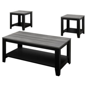 Monarch Specialties Table Set, 3pcs Set, Coffee, End, Side, Accent, Living Room, Laminate, Black, Grey, Transitional
