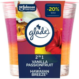 Glade® Scented Candle Air Freshener, Vanilla Passionfruit & Hawaiian Breeze, 1-Wick Candle