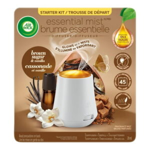 Air Wick Essential Mist Fragrance Oil Diffuser, Vanilla and Pink Papaya, 1 Diffuser+1 Refill, Air Freshener