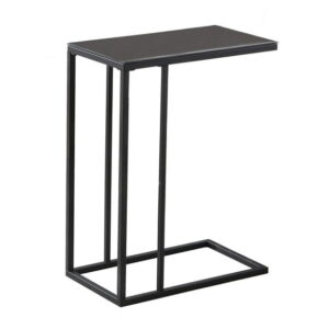 Monarch Specialties Accent Table, C-shaped, End, Side, Snack, Living Room, Bedroom, Metal, Tempered Glass, Black, Contemporary, Modern