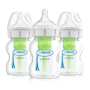 Dr. Browns Natural Flow Anti-Colic Options+ Wide-Neck Baby Bottle, 5 oz/150 mL, Level 1 Nipple, 3-Pack, 0m+