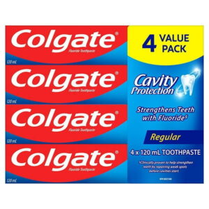 Colgate Cavity Protection Fluoride Toothpaste, Regular, 4 x 120 mL