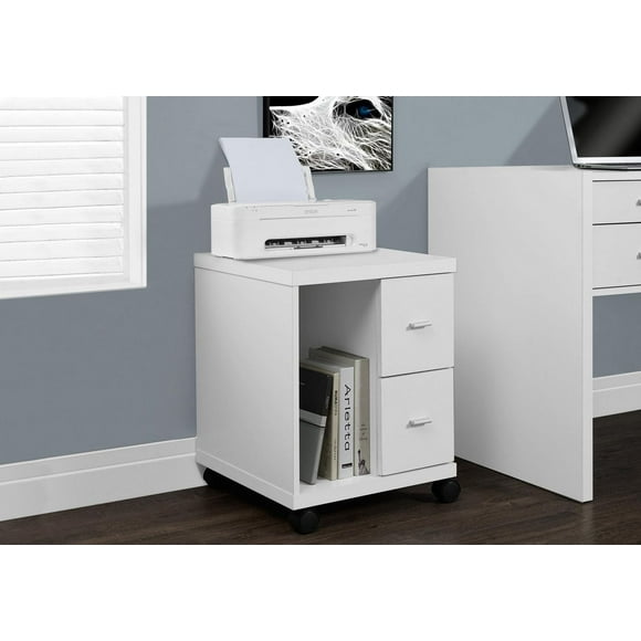 Monarch Specialties Office, File Cabinet, Printer Cart, Rolling File Cabinet, Mobile, Storage, Work, Laminate, White, Contemporary, Modern
